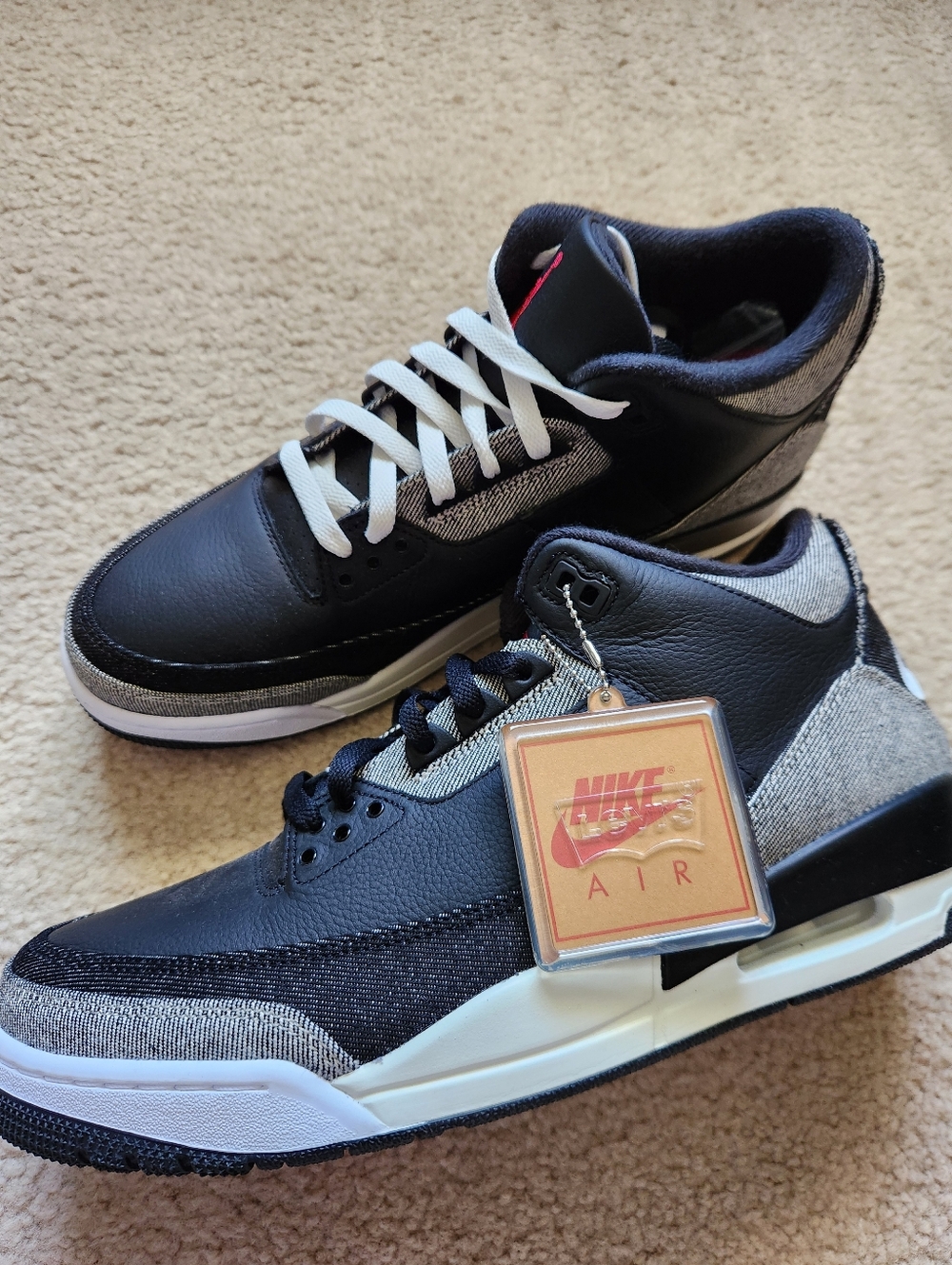Deadstock Jordan Retro 3 Levi Black Denim Size 12